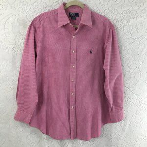 Ralph Lauren Mens Pink Mini Plaid Button Up Shirt XL